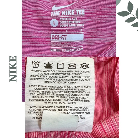 🛍️3/$40 NIKE Dri-FIT Pink V-Neck Tee (Women’s Large) - Picture 5 of 5